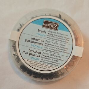 NWT Stampin' Up! Retired Brads Vintage 200 Pieces Black Silver Copper Pewter
